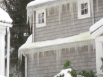 Icicles on Gray House