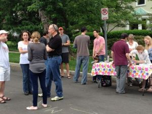 Neighbors socializing